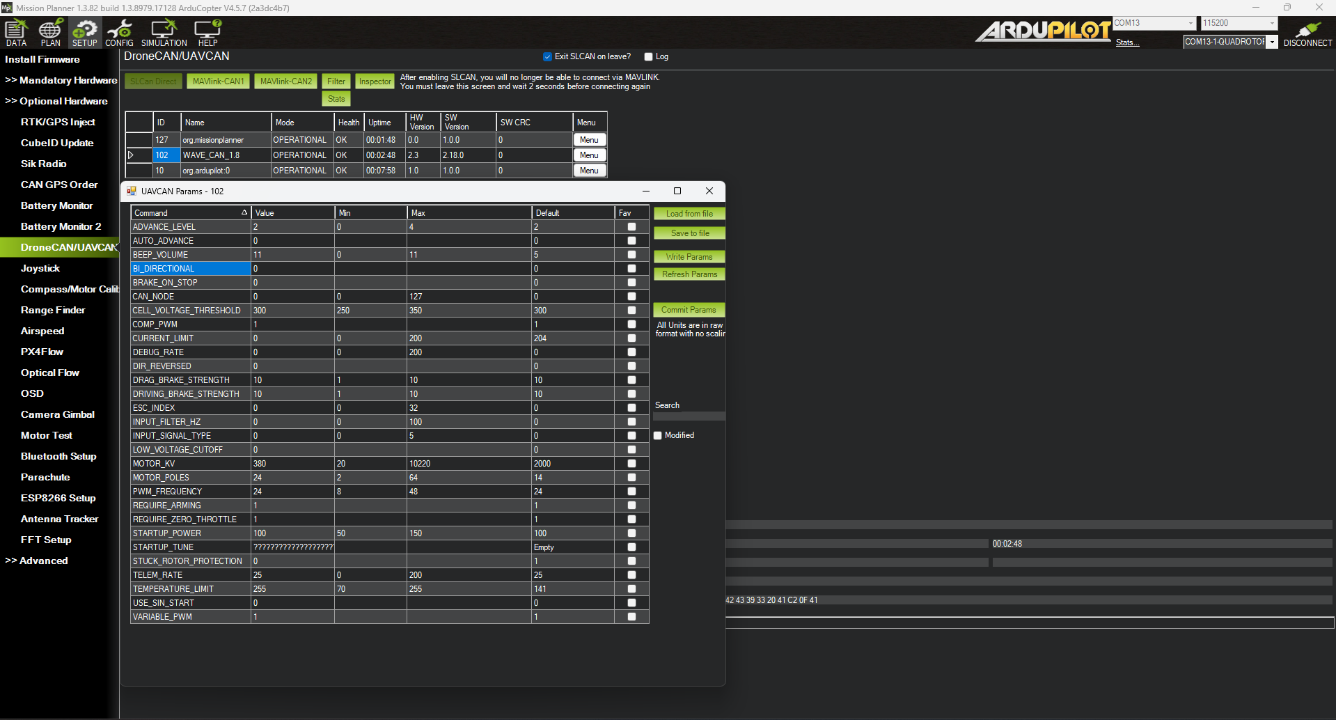 Mission Planner DroneCAN Setup